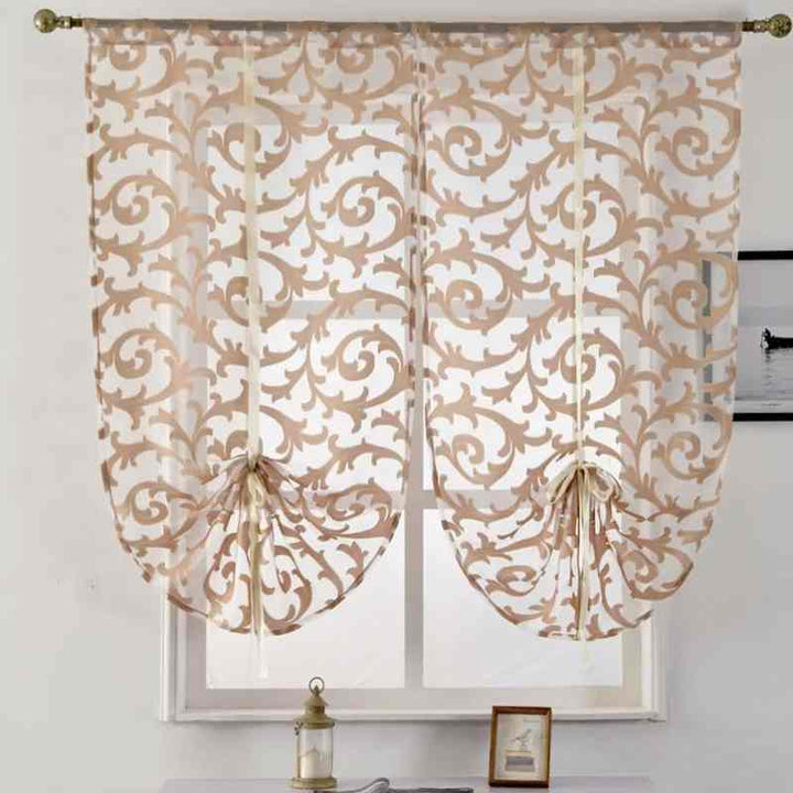 Voilage cuisine moderne Beige / 60x120cm / Galon fronceur