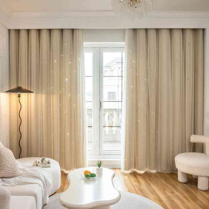 Rideau beige motif