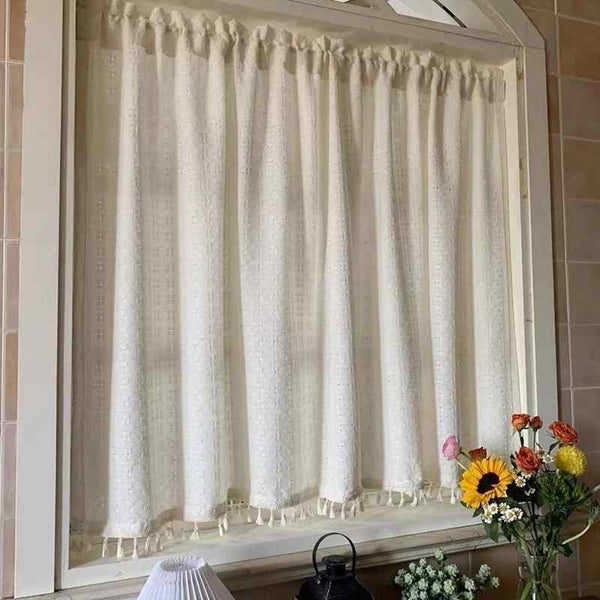 Rideau De Cuisine Court En Voile Transparent - 140 X 80 Cm - Polyester, Lavable Machine - Style Moderne Et épuré - 12