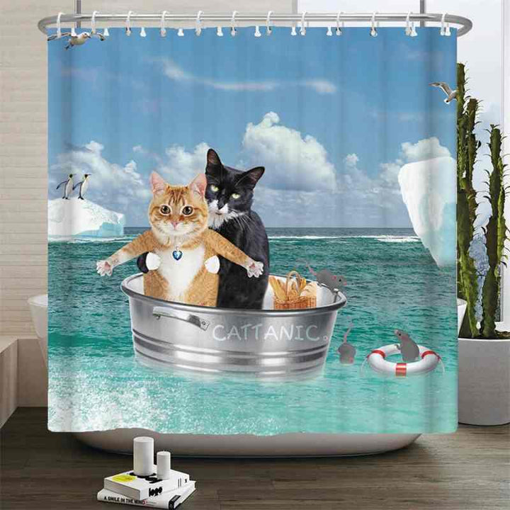 Rideau de douche chat Style 5 / 180x180cm