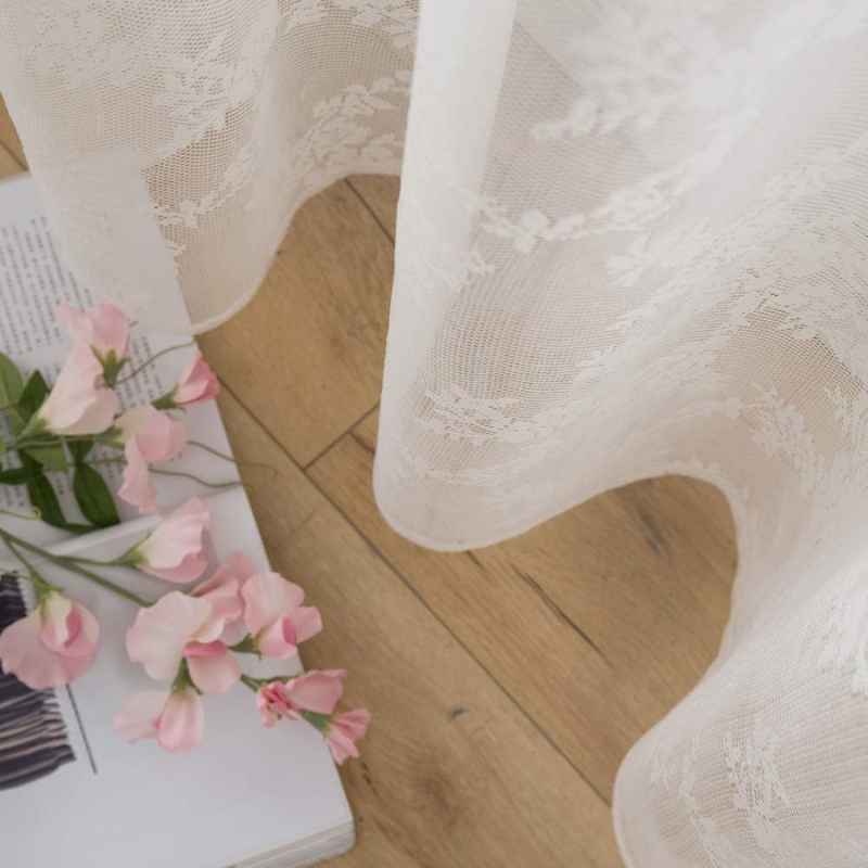 Rideau bonne-femme dentelle prêt à poser - la paire Rideau bonne-femme dentelle prêt à poser - la paire