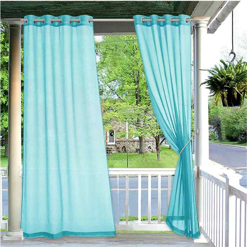 Rideau imperméable pour terrasse Turquoise / 137x215cm / Œillets