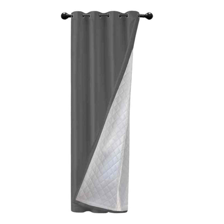 Rideau isolant thermique et phonique pour porte d'entrée Gris / 100x200cm / Galon fronceur