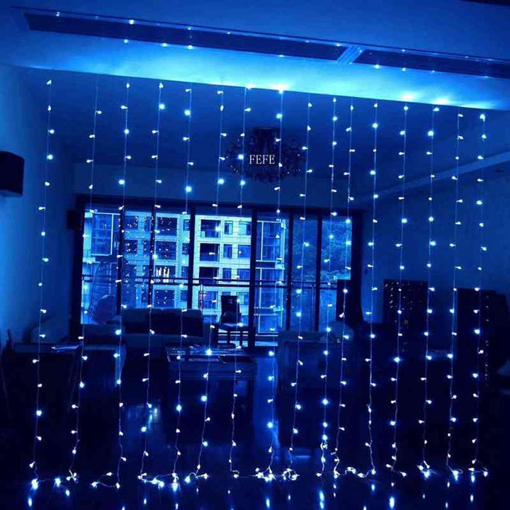 Rideau lumineux extérieur Bleu / Prise UE 220V / 3x2M 200LEDs