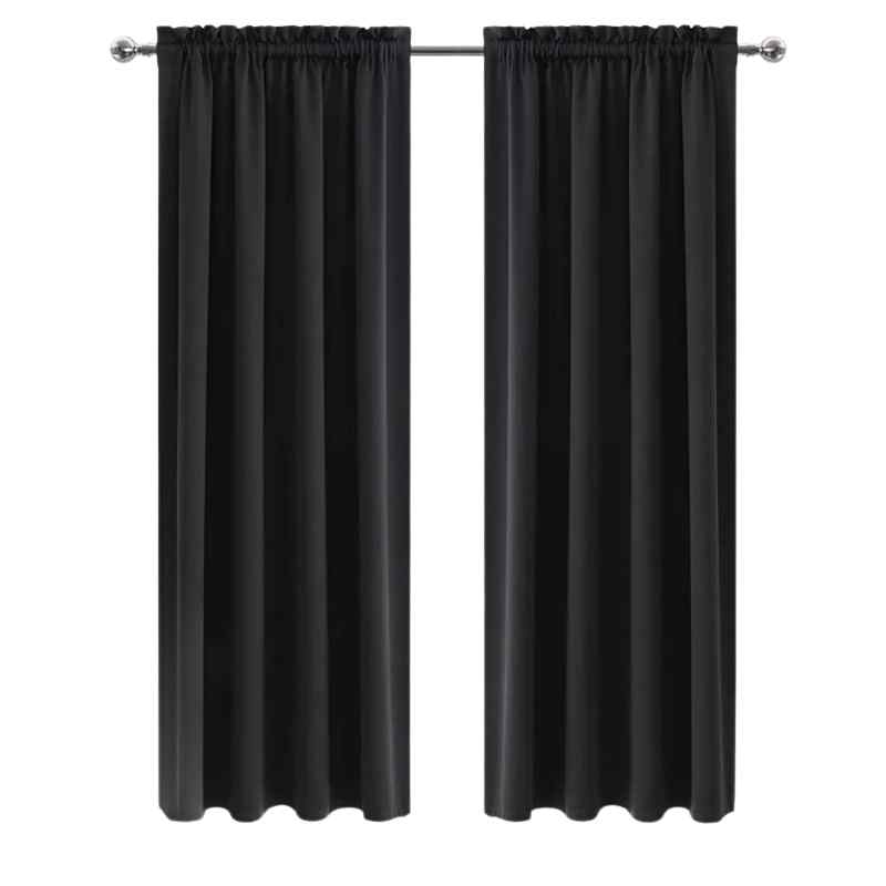 Rideau Occultant 1 Pièce 170x225cm Noir - Polyester, œillets 4cm, Isolation Lumière/bruit, Pour Chambre Salon