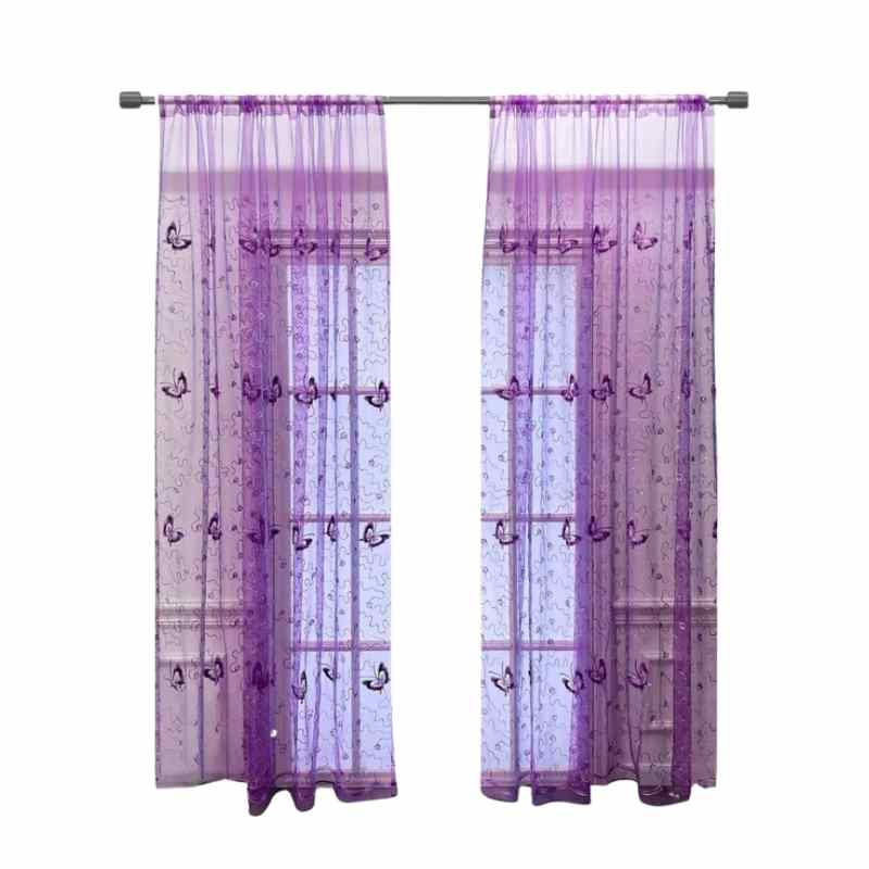 Rideau papillon Violet / 130x215cm / Galon fronceur