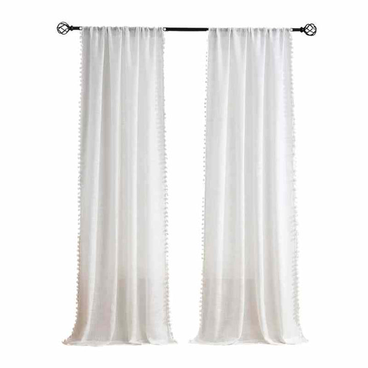 Rideau voilage blanc effet lin Blanc - 1 panneau / 132x160cm / Galon fronceur