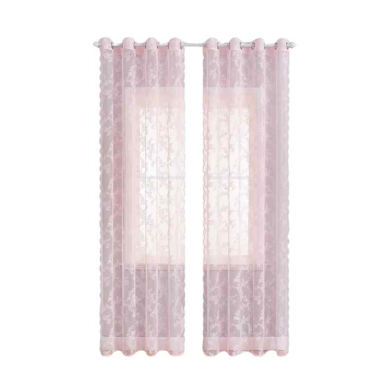 Rideaux dentelle romantique Rose / 140x240cm / Galon fronceur