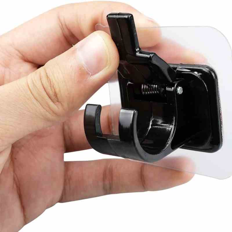 Lot De 8 Supports Tringle à Rideau Autocollants Sans Perçage – Transparent/Noir, Charge 5 Kg, Diamètre 1-2 Cm