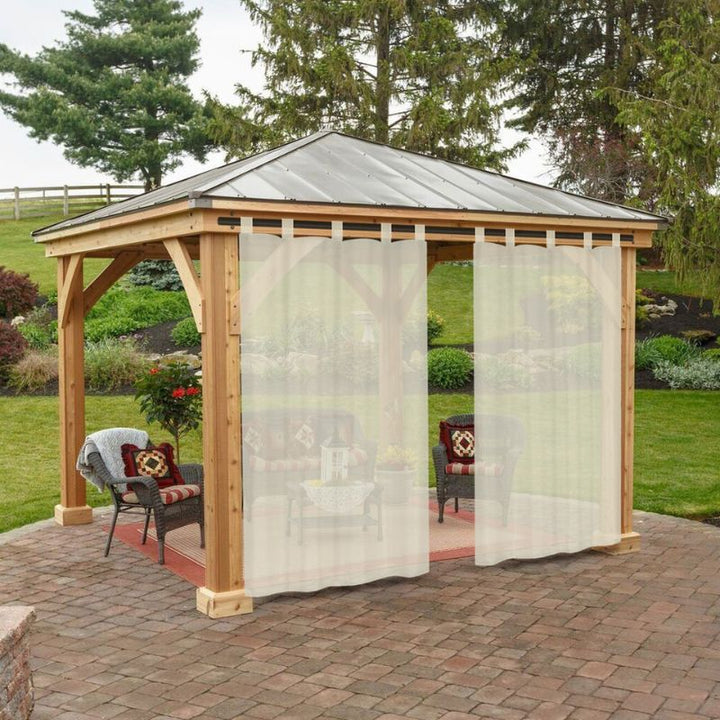 Voilage extérieur terrasse Beige / 132x244cm / Pattes velcro